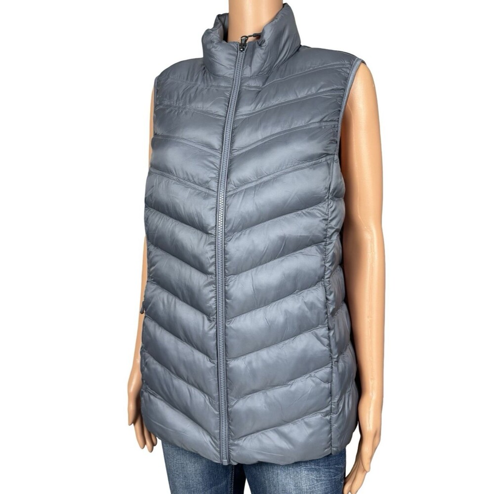 32 Degrees Heat Womens Large Jacket Vest Puffer Lightweight Winter Blue Gray New